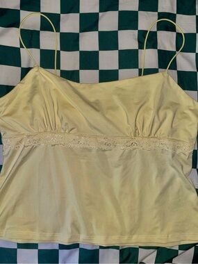 Yellow Lace-Trim Spaghetti Strap Cami